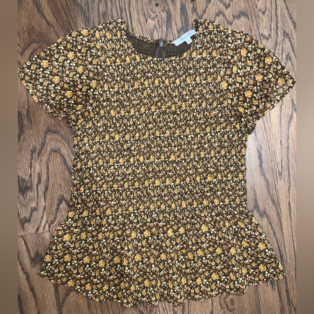 Madewell Georgette Lucie‎ Flutter Sleeve Smocked Top (NWOT) - Picture 2 of 4
